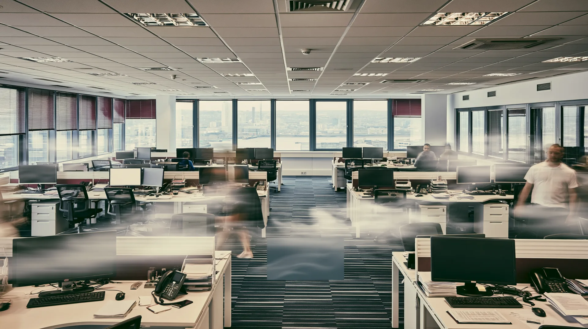 A busy operations floor in motion